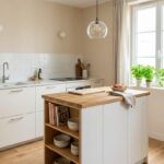 aménagement de petite cuisine avec un îlot central